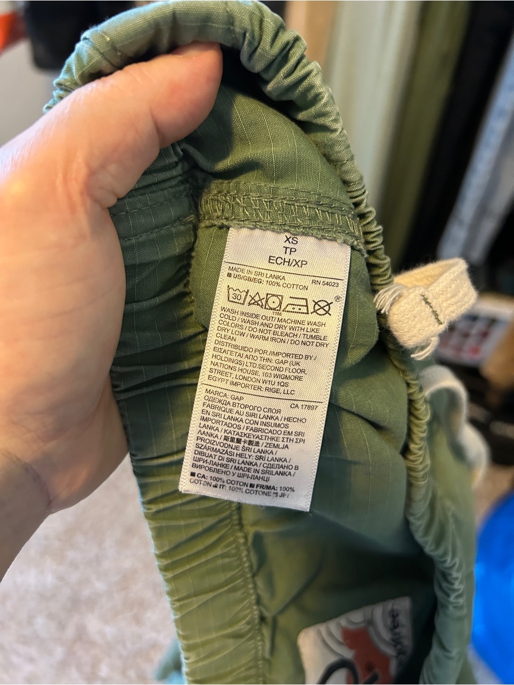 GAP x FreeCity Collab Let’s Go Free Army Green Cargo Pants Drawstring Size XS - Picture 7 of 8